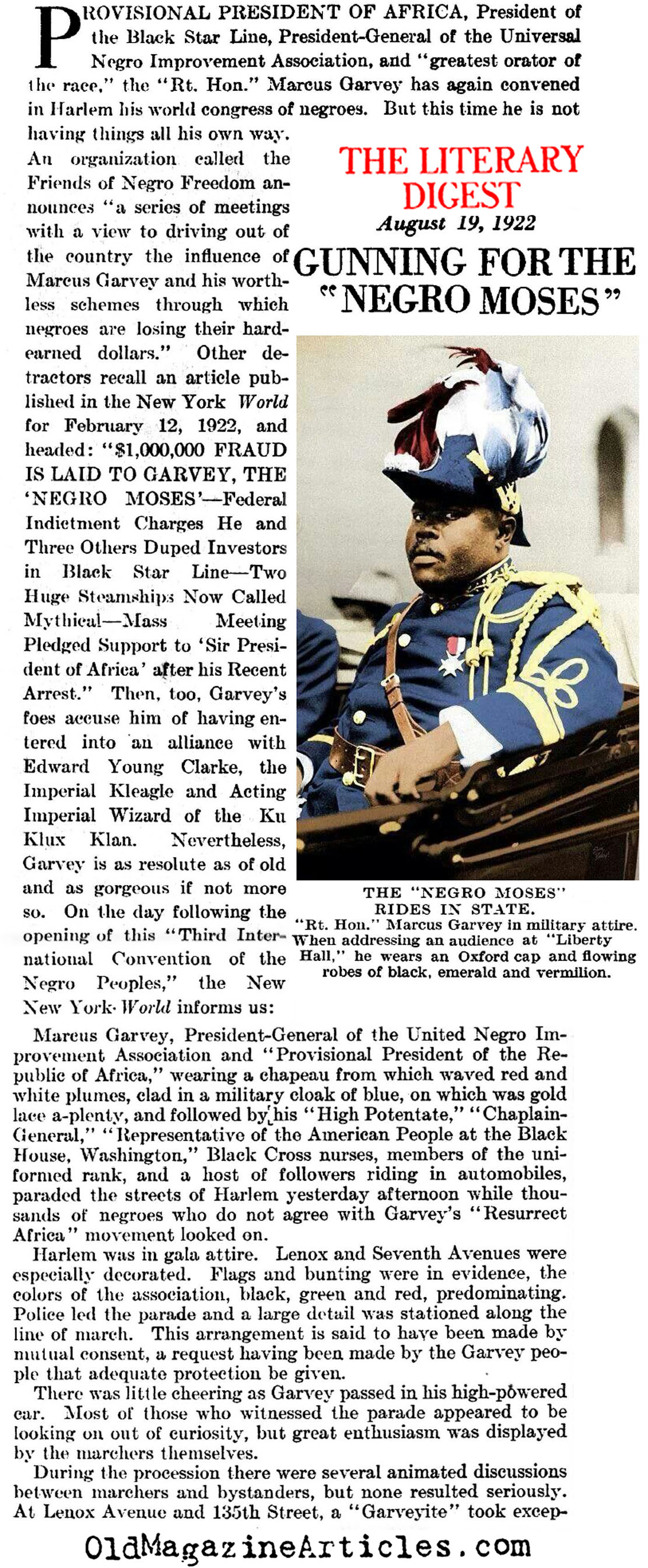 Marcus Garvey:  The Negro Moses (Literary Digest, 1922)